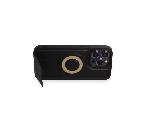 Apple iPhone 14 Pro Kılıf Merkür Magneticsafe Standlı Kapak - Siyah