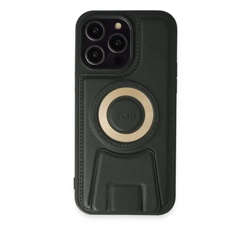 Apple iPhone 14 Pro Kılıf Merkür Magneticsafe Standlı Kapak - Koyu Yeşil
