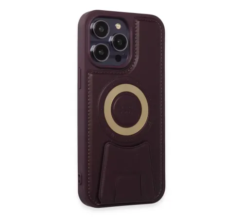 Apple iPhone 14 Pro Kılıf Merkür Magneticsafe Standlı Kapak - Derin Mor