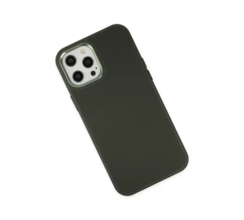Apple iPhone 12 Pro Max Kılıf Asya Deri Silikon - Koyu Yeşil
