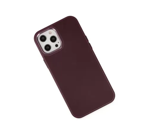 Apple iPhone 12 Pro Max Kılıf Asya Deri Silikon - Mürdüm