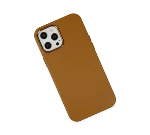 Apple iPhone 12 Pro Max Kılıf Asya Deri Silikon - Kahverengi