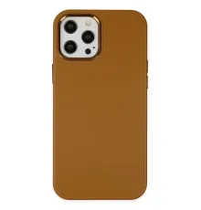 Apple iPhone 12 Pro Max Kılıf Asya Deri Silikon - Kahverengi