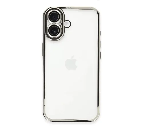 Apple iPhone 16 Kılıf Lensli Silikon - Gümüş