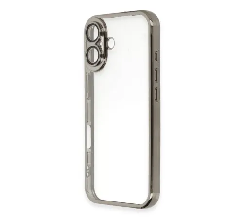 Apple iPhone 16 Kılıf Lensli Silikon - Titanyum Gri