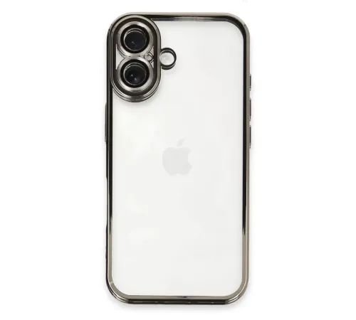 Apple iPhone 16 Kılıf Lensli Silikon - Titanyum Gri