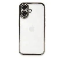 Apple iPhone 16 Kılıf Lensli Silikon - Titanyum Gri