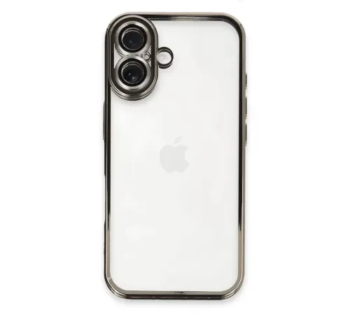 Apple iPhone 16 Kılıf Lensli Silikon - Titanyum Gri