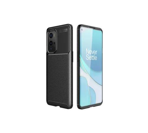 One Plus 9 Pro Kılıf Auto Focus Karbon Kapak - Siyah