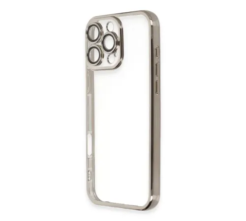 Apple iPhone 16 Pro Kılıf Lensli Silikon - Titanyum Gri