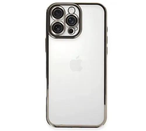 Apple iPhone 16 Pro Kılıf Lensli Silikon - Titanyum Gri