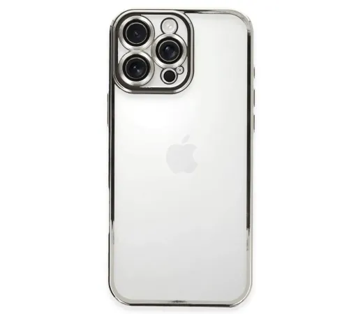 Apple iPhone 16 Pro Max Kılıf Lensli Silikon - Gümüş