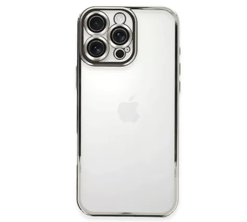 Apple iPhone 16 Pro Max Kılıf Lensli Silikon - Gümüş
