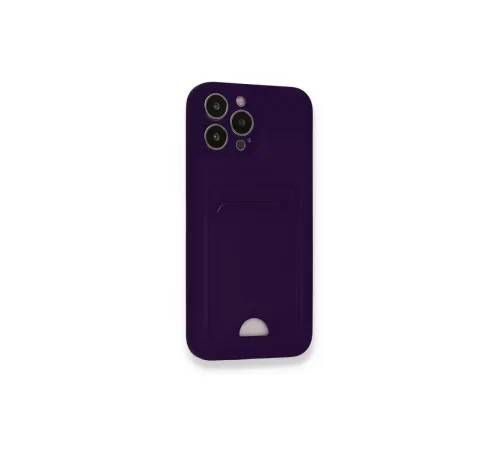 Apple iPhone 12 Pro Max Kılıf Kelvin Kartvizitli Silikon - Derin Mor