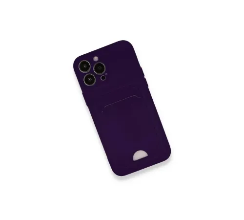 Apple iPhone 12 Pro Max Kılıf Kelvin Kartvizitli Silikon - Derin Mor