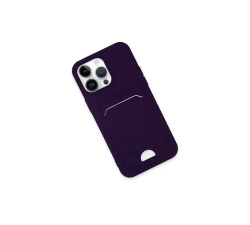 Apple iPhone 14 Pro Kılıf Kelvin Kartvizitli Silikon - Derin Mor