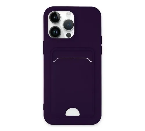 Apple iPhone 14 Pro Kılıf Kelvin Kartvizitli Silikon - Derin Mor
