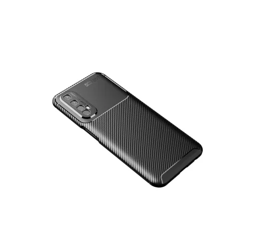 Realme 7 Kılıf Auto Focus Karbon Kapak - Siyah