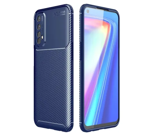 Realme 7 Kılıf Auto Focus Karbon Kapak - Lacivert