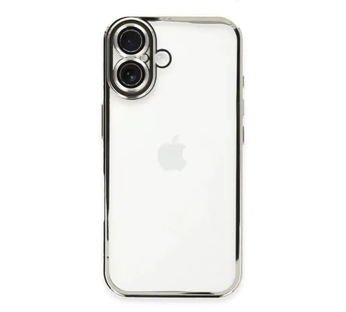 Apple iPhone 16 Plus Kılıf Lensli Silikon - Gümüş