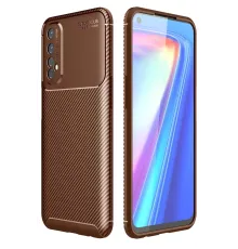 Realme 7 Kılıf Auto Focus Karbon Kapak - Kahverengi