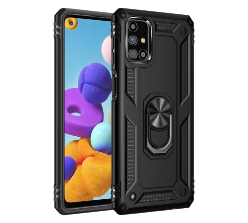 Samsung Galaxy M51 Kılıf Sofya Yüzüklü Silikon Kapak - Siyah
