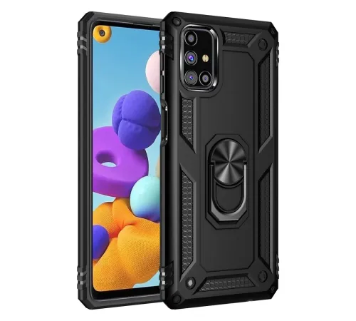 Samsung Galaxy M51 Kılıf Sofya Yüzüklü Silikon Kapak - Siyah