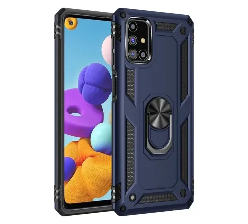 Samsung Galaxy M51 Kılıf Sofya Yüzüklü Silikon Kapak - Lacivert