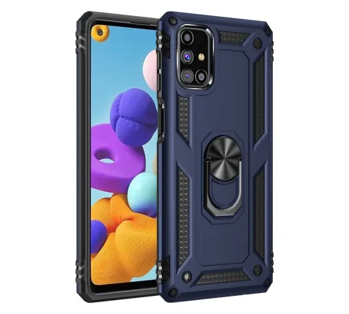Samsung Galaxy M51 Kılıf Sofya Yüzüklü Silikon Kapak - Lacivert
