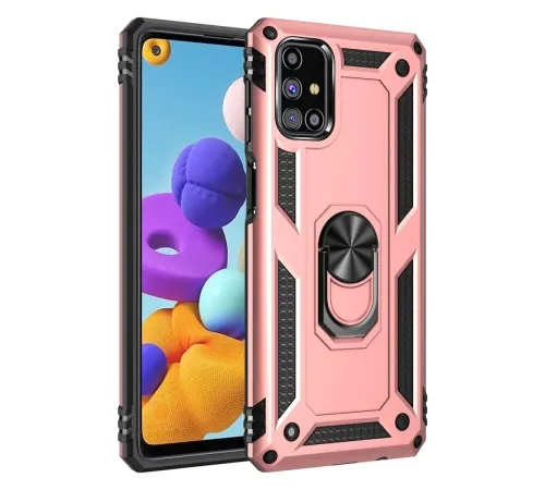 Samsung Galaxy M51 Kılıf Sofya Yüzüklü Silikon Kapak - Rose