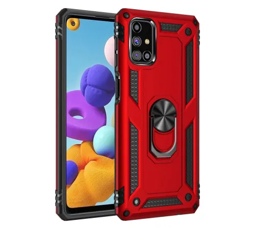 Samsung Galaxy M51 Kılıf Sofya Yüzüklü Silikon Kapak - Kırmızı