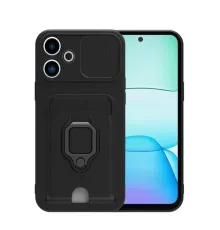 Xiaomi Redmi 13 4G Kılıf Zuma Kartvizitli Yüzüklü Silikon - Siyah