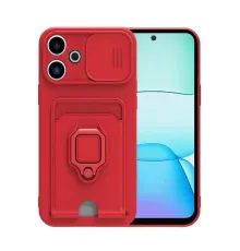 Xiaomi Redmi 13 4G Kılıf Zuma Kartvizitli Yüzüklü Silikon - Kırmızı