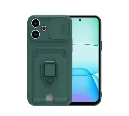 Xiaomi Redmi 13 4G Kılıf Zuma Kartvizitli Yüzüklü Silikon - Yeşil