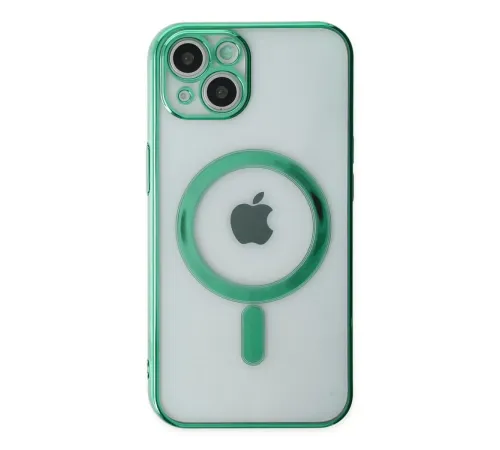 Apple iPhone 14 Plus Kılıf Magneticsafe Lazer Silikon - Haki Yeşil
