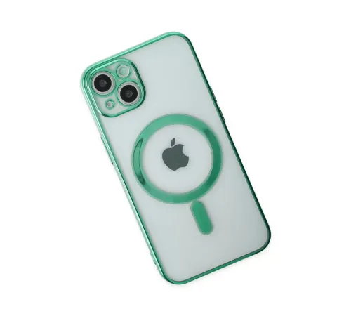 Apple iPhone 14 Plus Kılıf Magneticsafe Lazer Silikon - Haki Yeşil