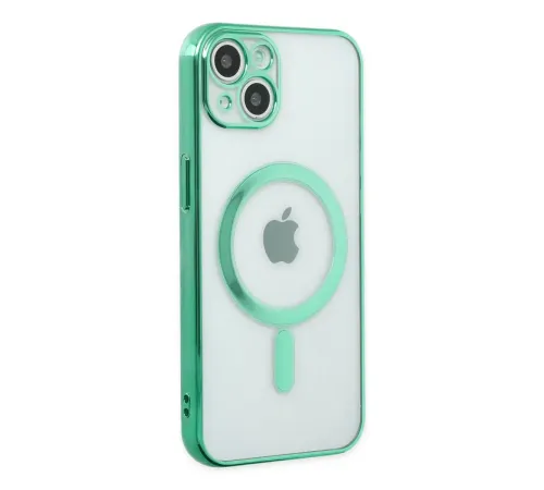Apple iPhone 14 Plus Kılıf Magneticsafe Lazer Silikon - Haki Yeşil