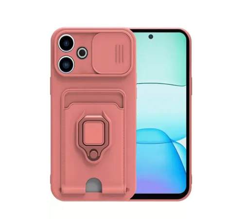 Xiaomi Redmi 13 4G Kılıf Zuma Kartvizitli Yüzüklü Silikon - Pembe