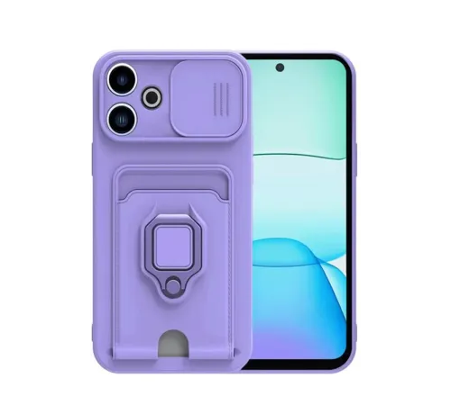 Xiaomi Redmi 13 4G Kılıf Zuma Kartvizitli Yüzüklü Silikon - Lila