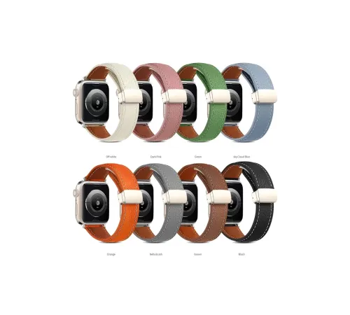 Apple Watch 38mm KR414 Daks Deri Kordon - Koyu Yeşil