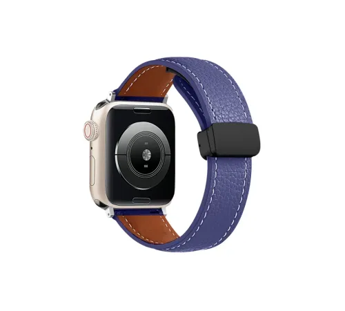 Apple Watch 38mm KR414 Daks Deri Kordon - Lacivert