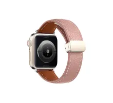 Apple Watch 42mm KR414 Daks Deri Kordon - Pembe