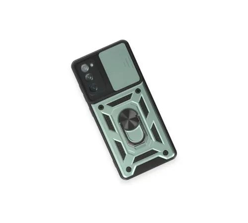Samsung Galaxy S20 FE Kılıf Pars Lens Yüzüklü Silikon - Yeşil