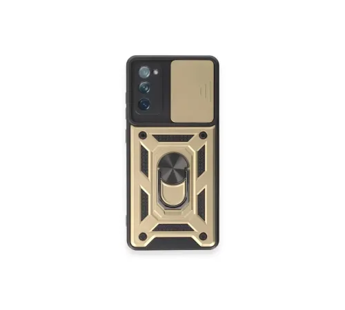 Samsung Galaxy S20 FE Kılıf Pars Lens Yüzüklü Silikon - Gold