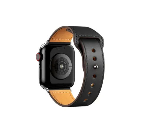 Apple Watch 38mm KR415 Luaz Deri Kordon - Siyah