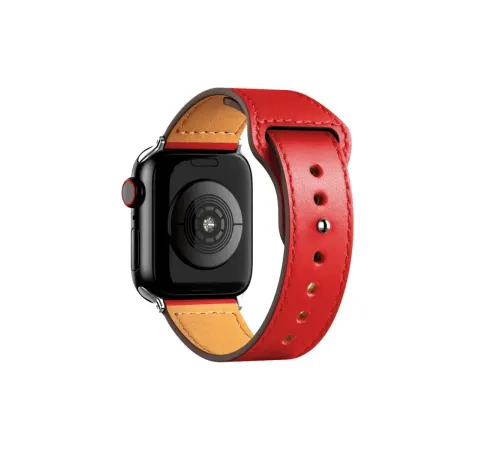 Apple Watch 38mm KR415 Luaz Deri Kordon - Kırmızı