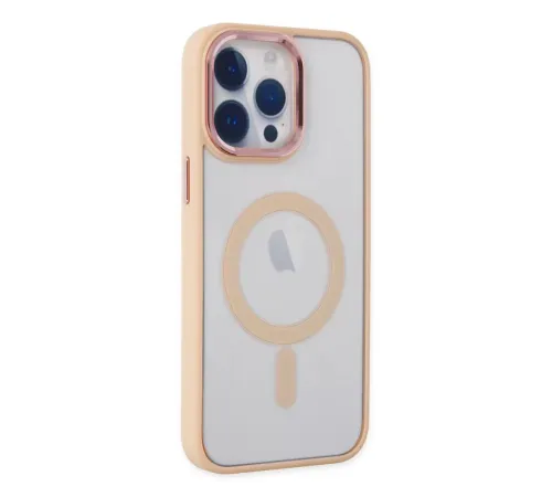 Apple iPhone 14 Pro Max Kılıf Room Magneticsafe Silikon - Pudra