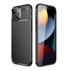 Apple iPhone 14 Plus Kılıf Auto Focus Karbon Kapak - Siyah