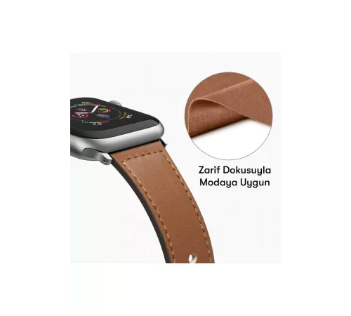 Apple Watch 42mm KR415 Luaz Deri Kordon - Turuncu