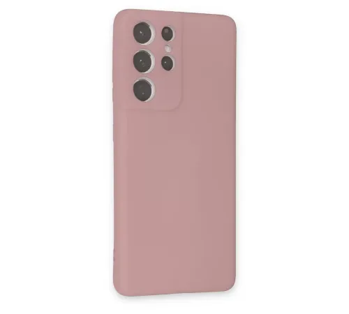 Samsung Galaxy S21 Ultra Kılıf Nano içi Kadife Silikon - Pudra